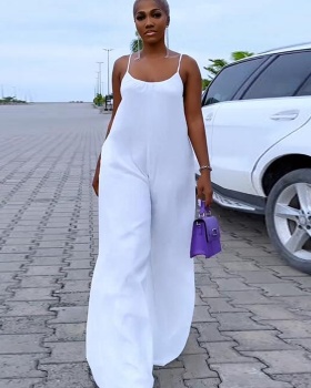 European style sexy pure Casual wide leg sling jumpsuit