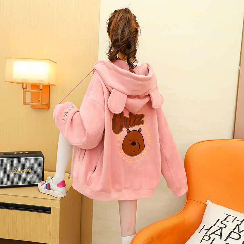 Embroidery autumn and winter hoodie lovely coat for women