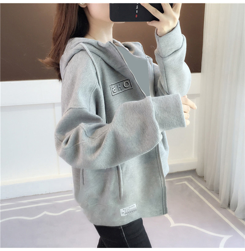 Embroidery thin spring and autumn letters hooded coat