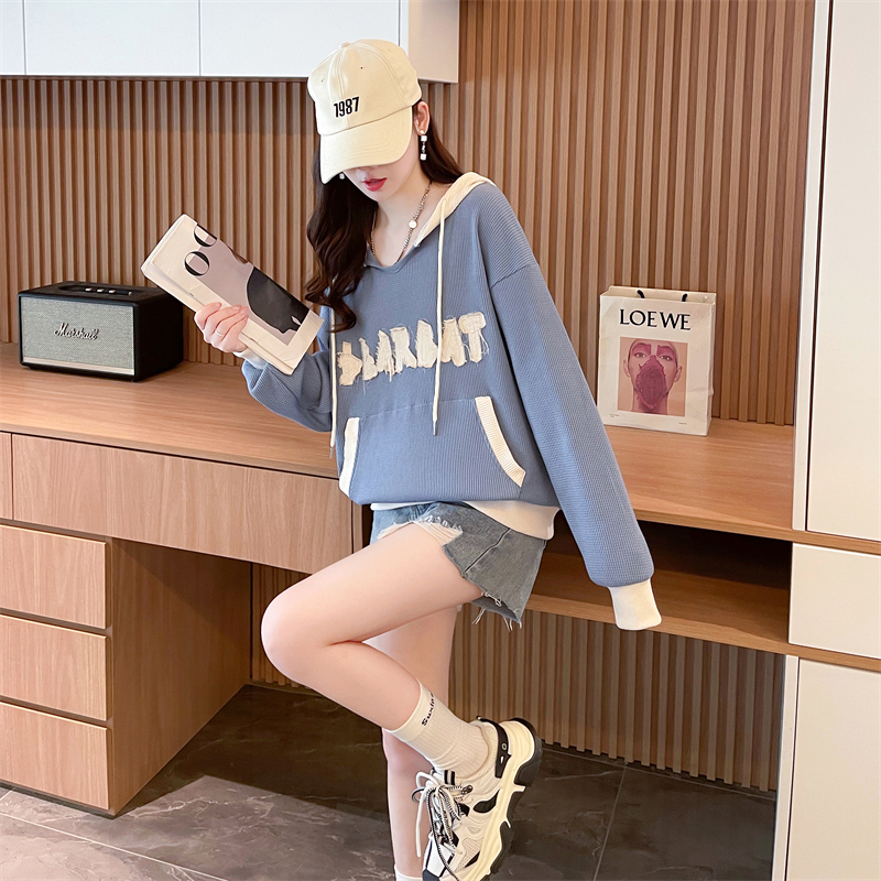 Long sleeve hooded hoodie embroidery coat for women