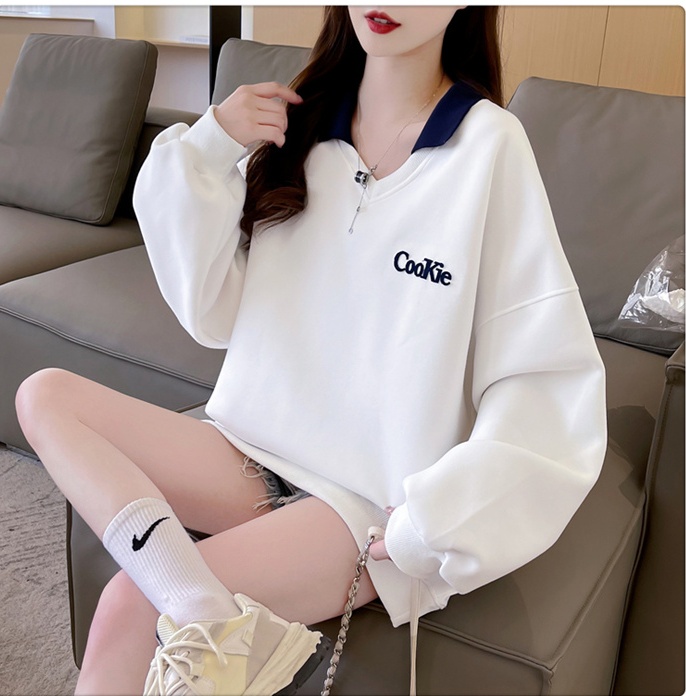 All-match long sleeve embroidery scales hoodie for women