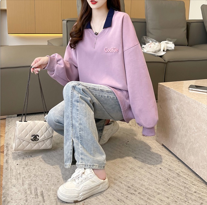 All-match long sleeve embroidery scales hoodie for women