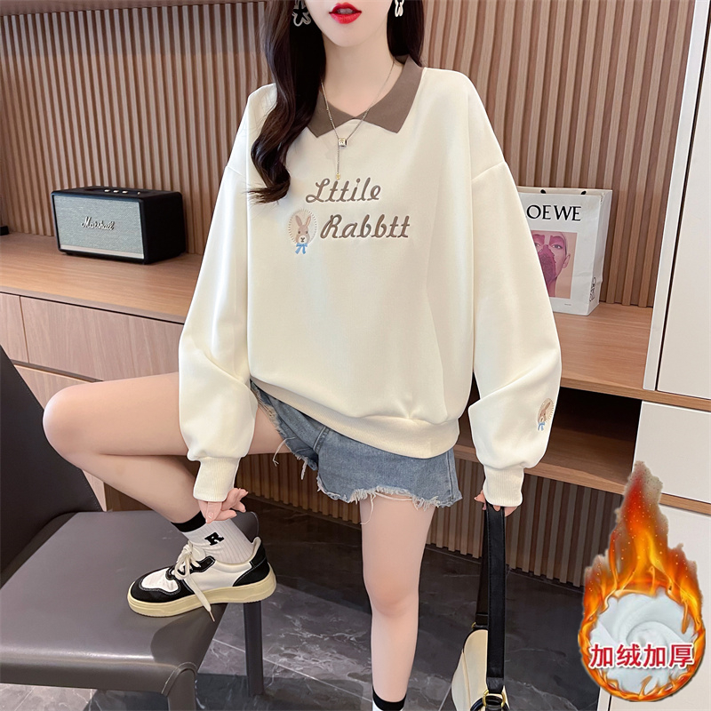 Imitation of cotton complex hooded plus velvet hoodie for women