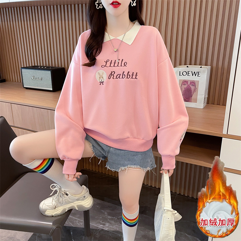 Imitation of cotton complex hooded plus velvet hoodie for women