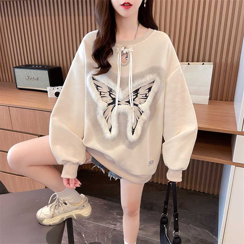 Bow large yard pure cotton complex thin autumn hoodie