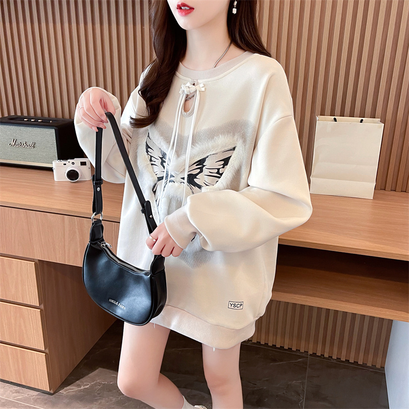 Bow large yard pure cotton complex thin autumn hoodie