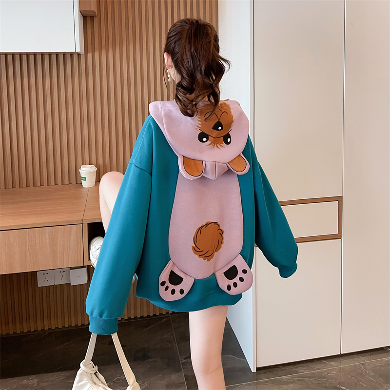 Hooded lovely autumn thin pure cotton hoodie for women