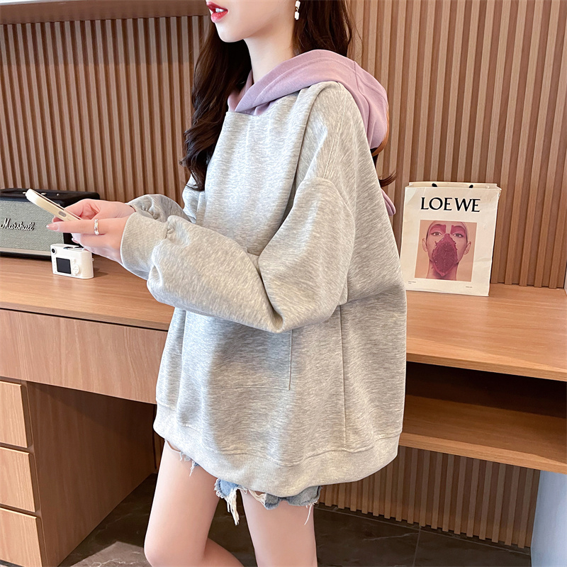 Hooded lovely autumn thin pure cotton hoodie for women