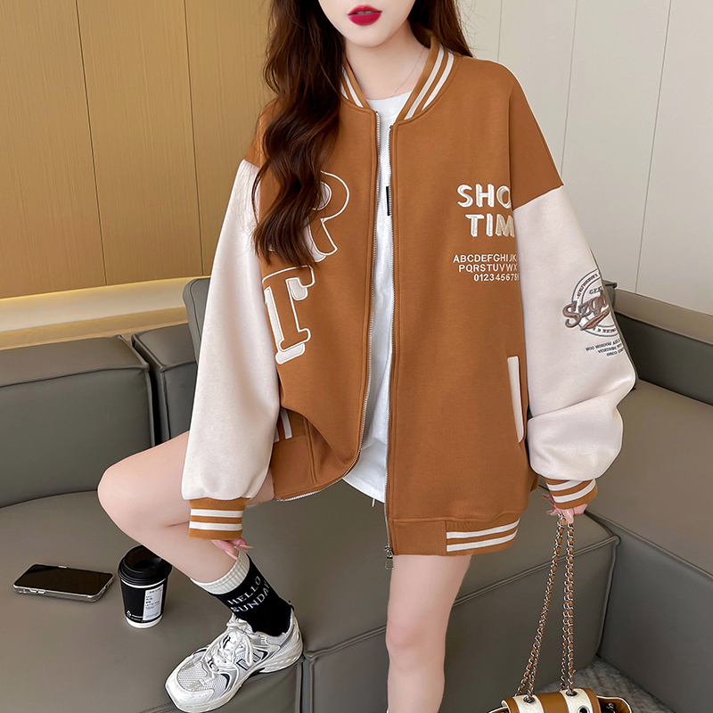 Mixed colors pure cotton baseball uniforms Korean style hoodie