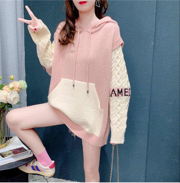 Hooded Pseudo-two autumn and winter quality sweater