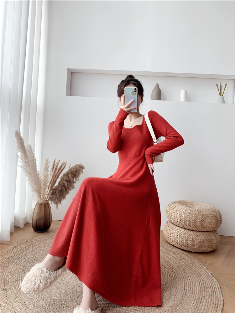 Korean style long dress autumn and winter sweater for women