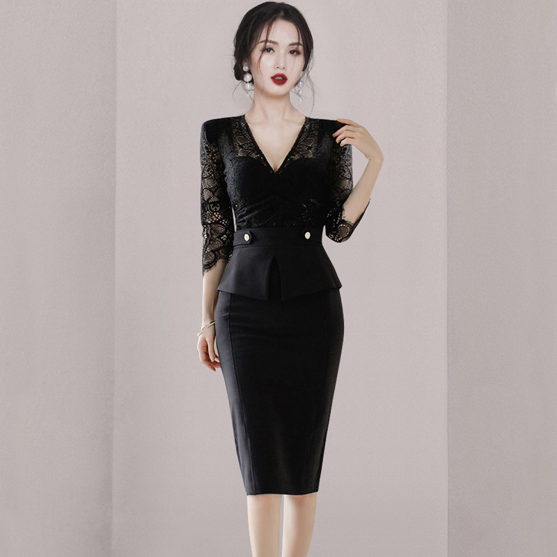 Fashion Korean style dress Pseudo-two T-back