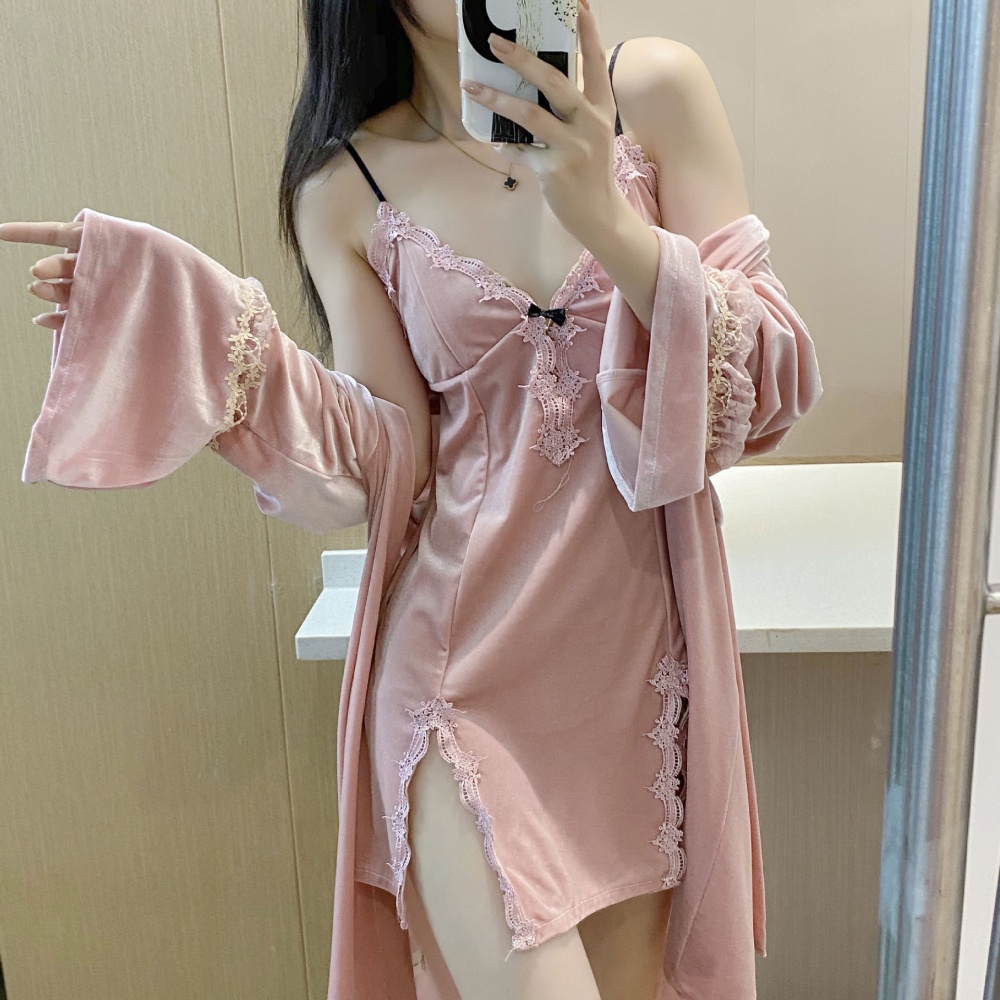Sexy lace nightgown sling pajamas a set for women