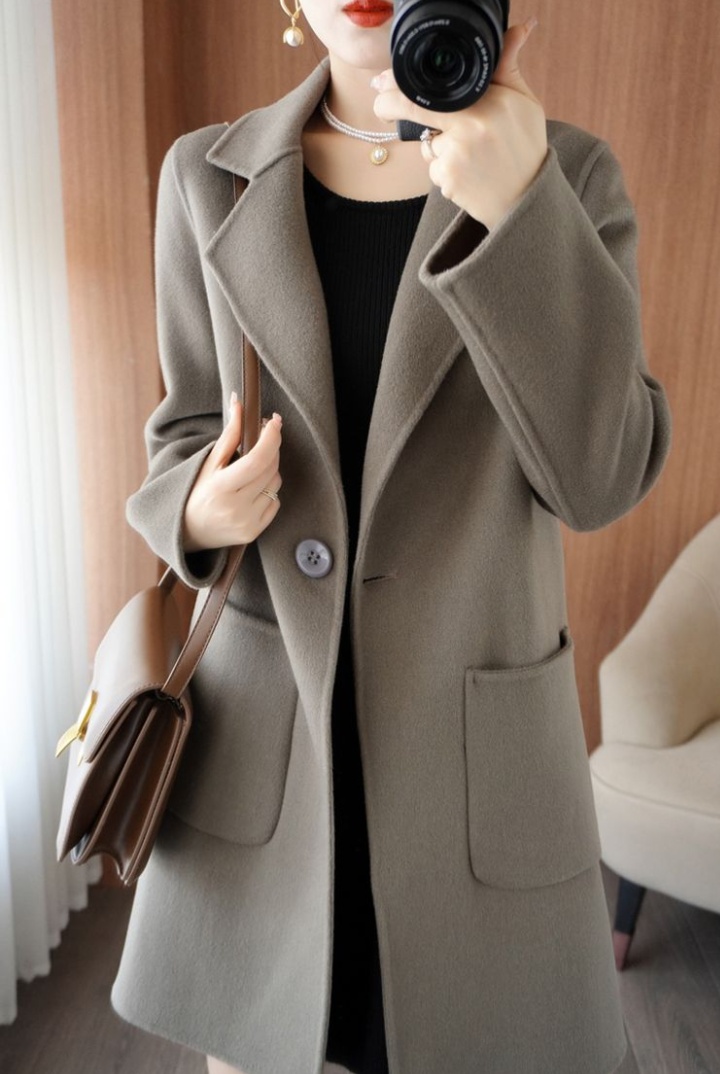 Cashmere long coat Western style overcoat for women