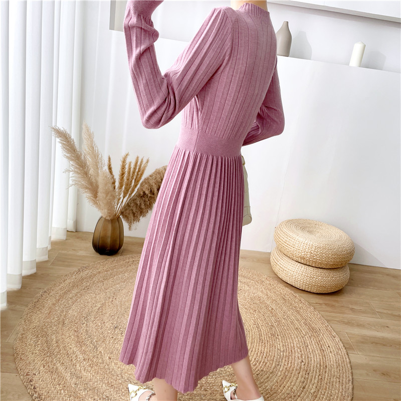 Knitted slim dress France style sweater dress for women