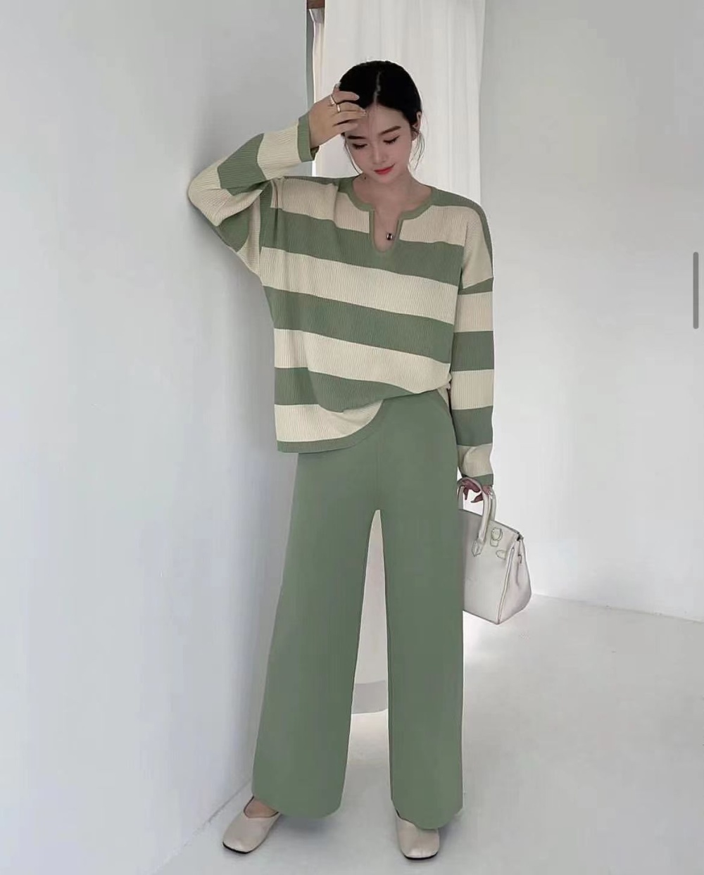 Slim cardigan autumn and winter wide leg pants for women