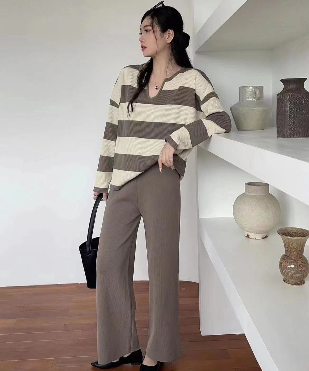 Slim cardigan autumn and winter wide leg pants for women