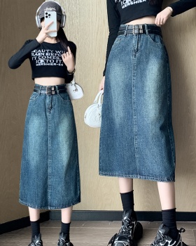 High waist front split skirt for women
