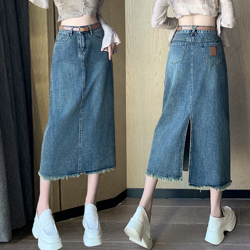 High waist split short skirt retro slim skirt for women
