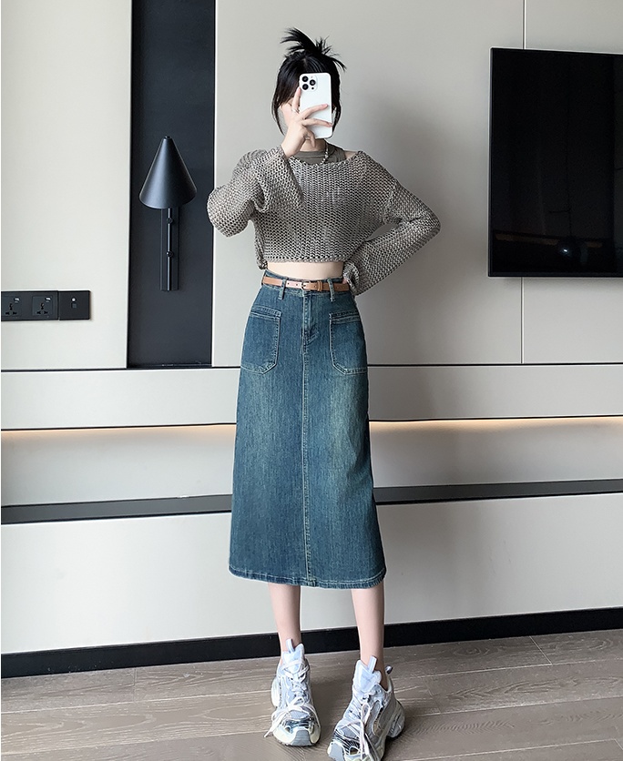 High elastic package hip long skirt slim high waist long skirt