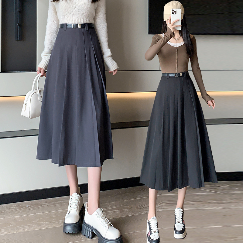 Pleated drape skirt high waist autumn and winter business suit