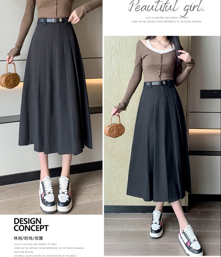 Pleated drape skirt high waist autumn and winter business suit