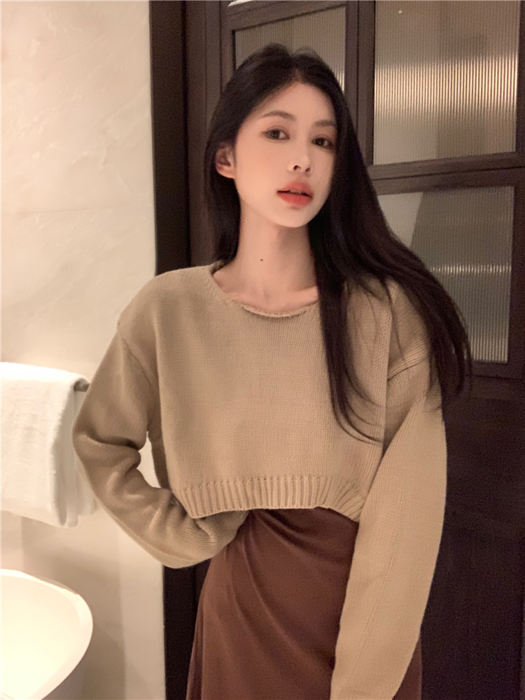 Autumn sling coat knitted dress 2pcs set