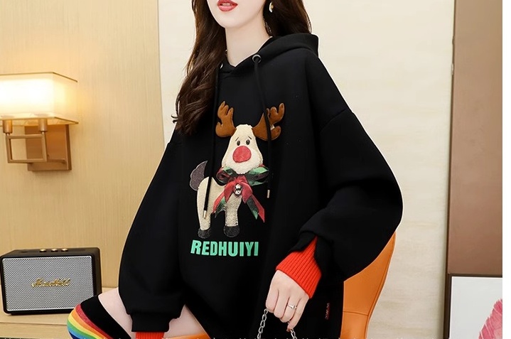 Thin hooded large yard Pseudo-two loose scales hoodie