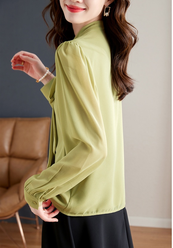Chiffon bow autumn niche streamer shirt for women
