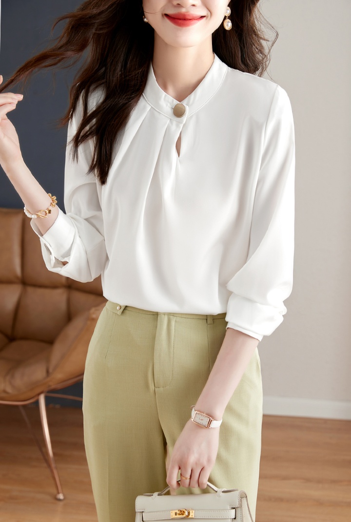 Satin niche white shirt light retro tops for women