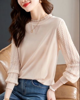 Western style lace T-shirt autumn bottoming shirt for women