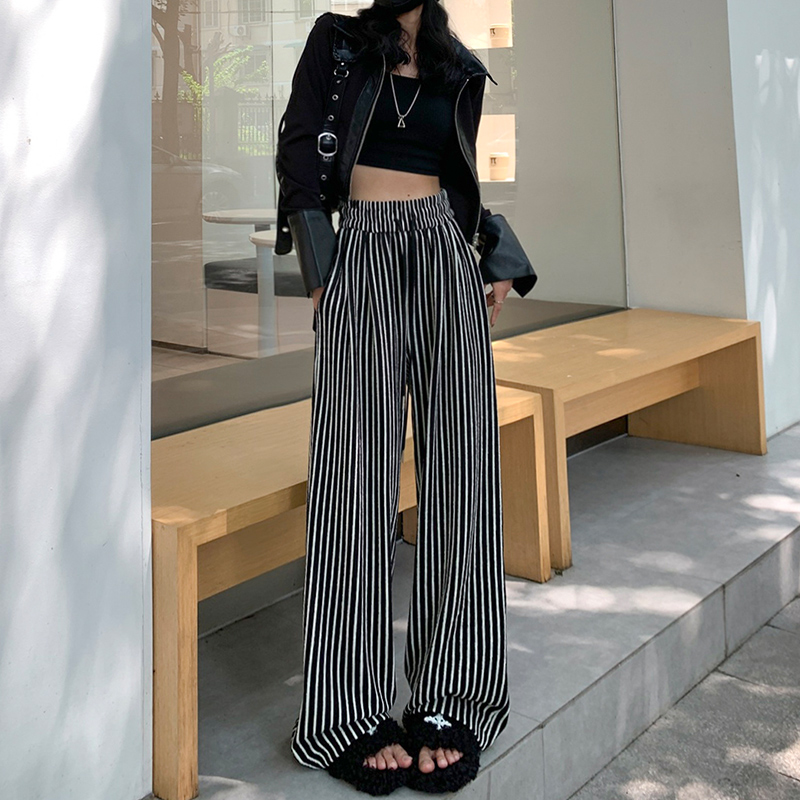 Mopping black-white casual pants loose wide leg pants