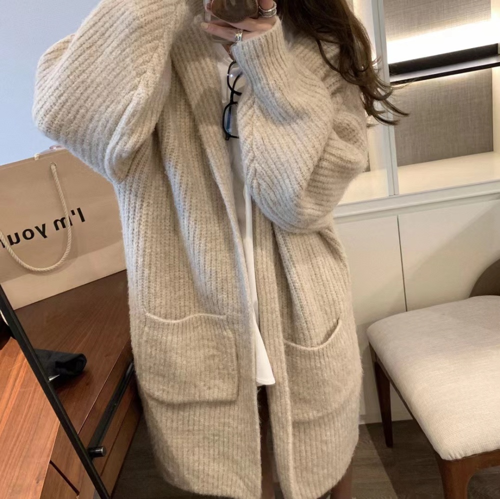 Long thick cardigan lazy coat for women