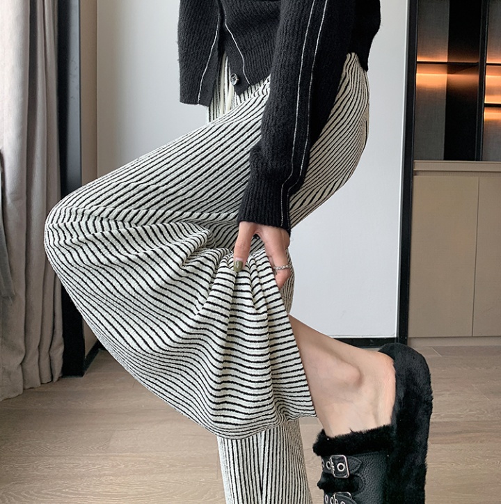 Vertical stripes wide leg pants casual pants