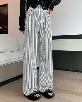 Vertical stripes wide leg pants casual pants