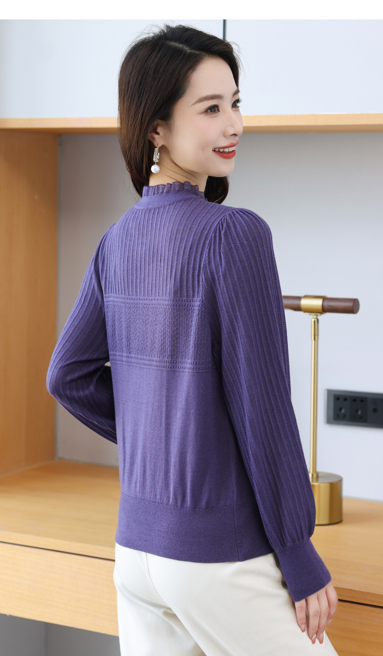 Retro temperament wool tops thin autumn sweater for women