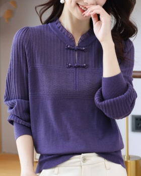 Retro temperament wool tops thin autumn sweater for women