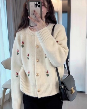 Single-breasted ladies sweater loose cardigan for women