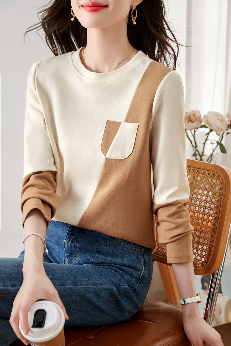 Pullover round neck small shirt splice T-shirt