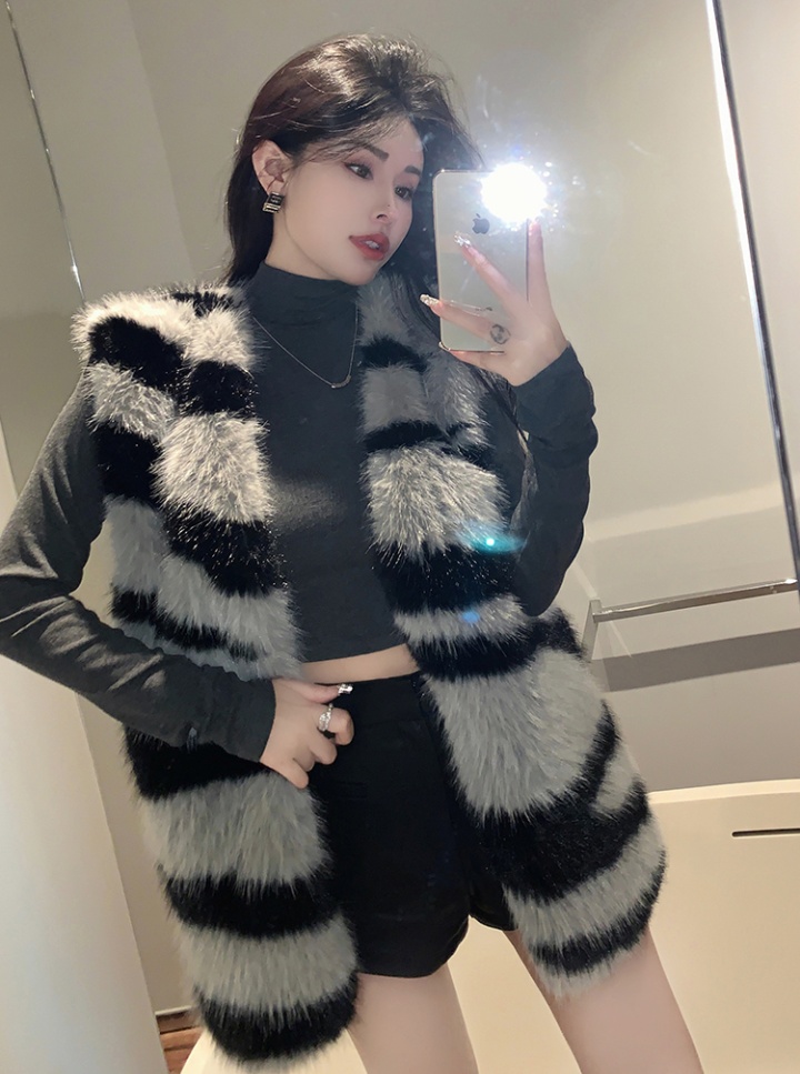 Elmo retro waistcoat fox fur loose fur coat for women