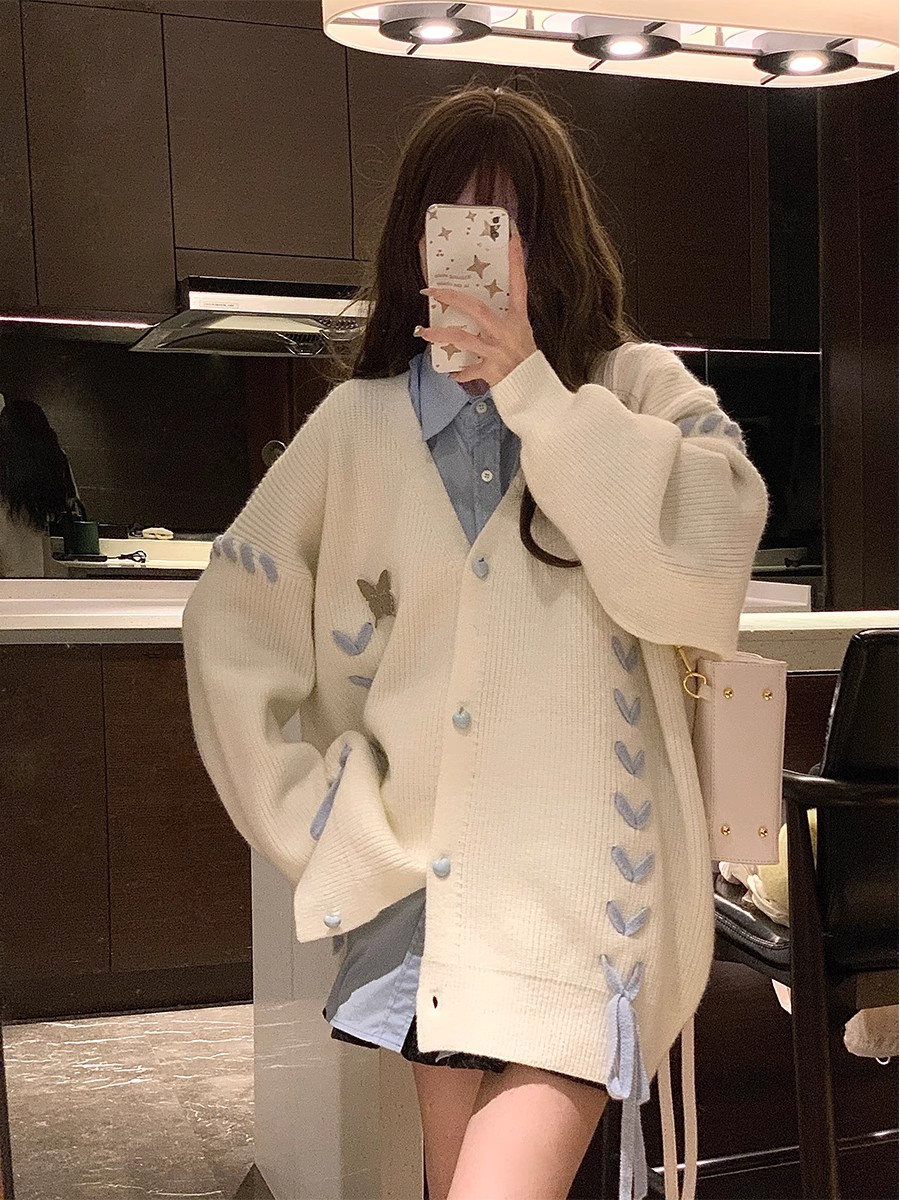 Knitted niche coat Japanese style cardigan for women