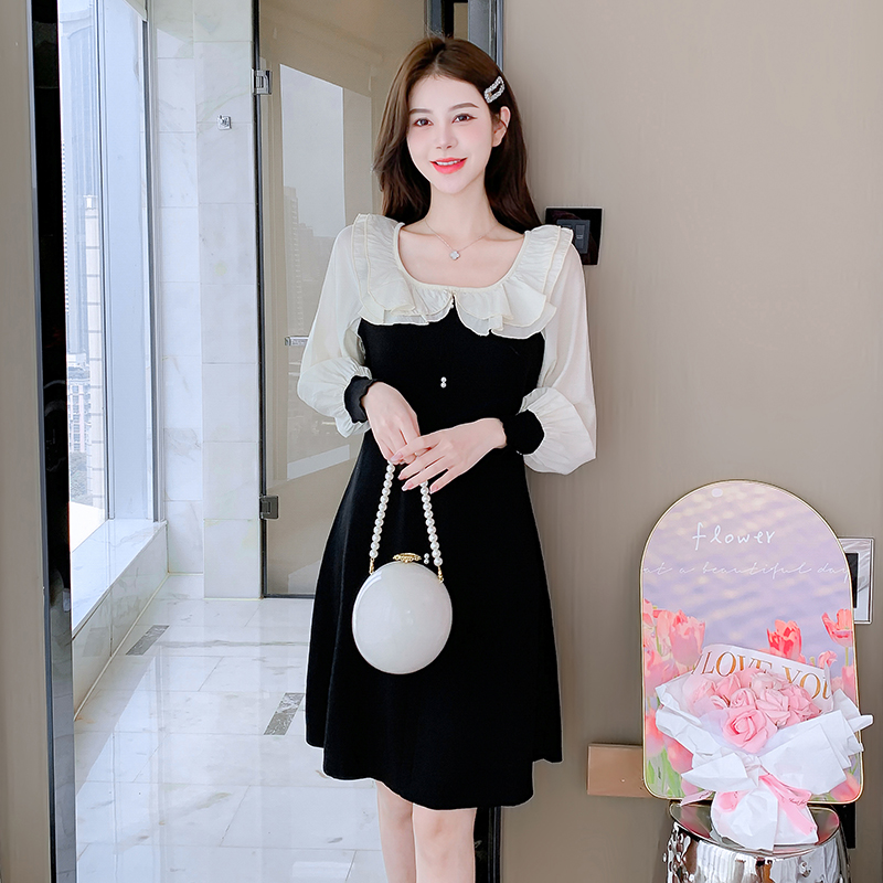 Fashion and elegant splice temperament ladies dress