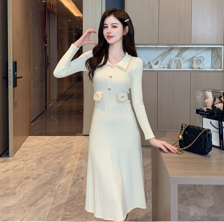 Knitted France style slim tender fashion and elegant dress