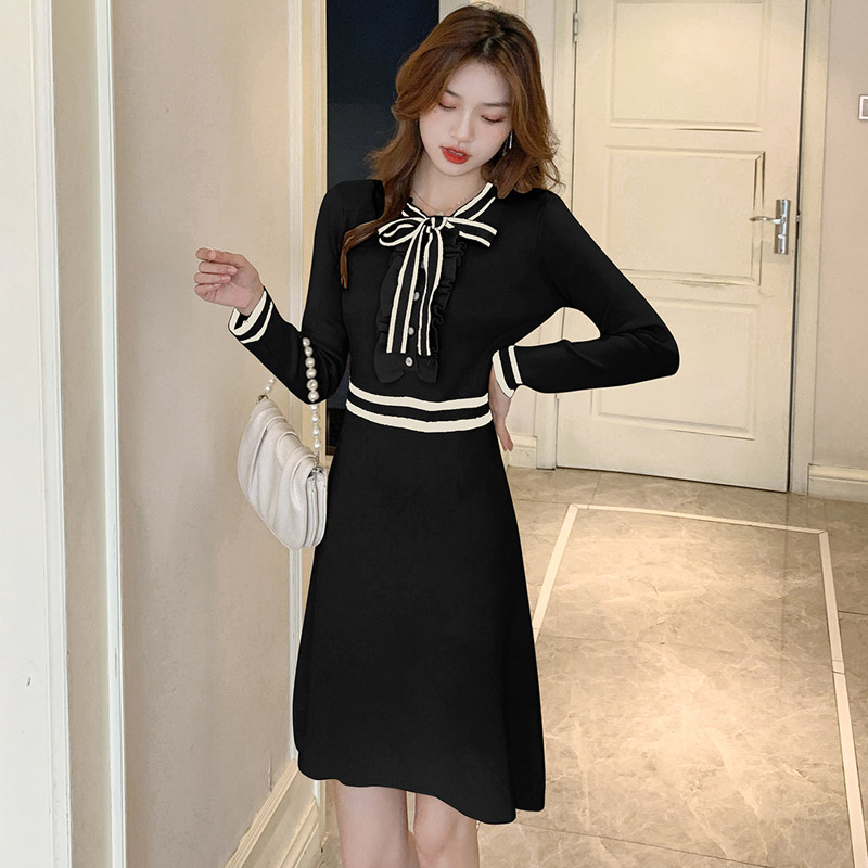 A-line Korean style sweater wood ear knitted dress
