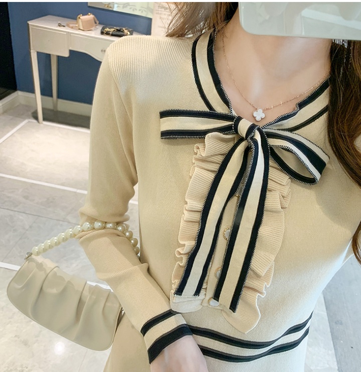 A-line Korean style sweater wood ear knitted dress