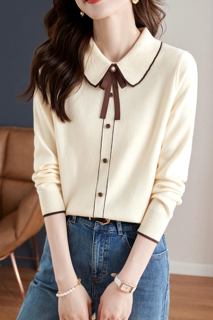 Bottoming lazy sweater fashion and elegant doll collar tops