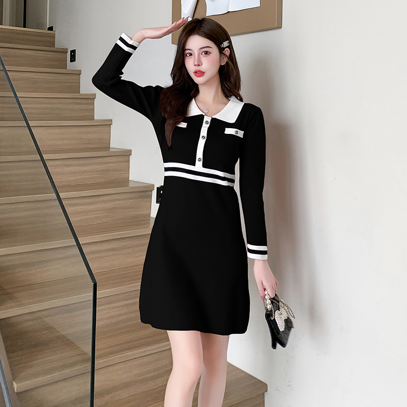 Fashion slim France style show young knitted dress