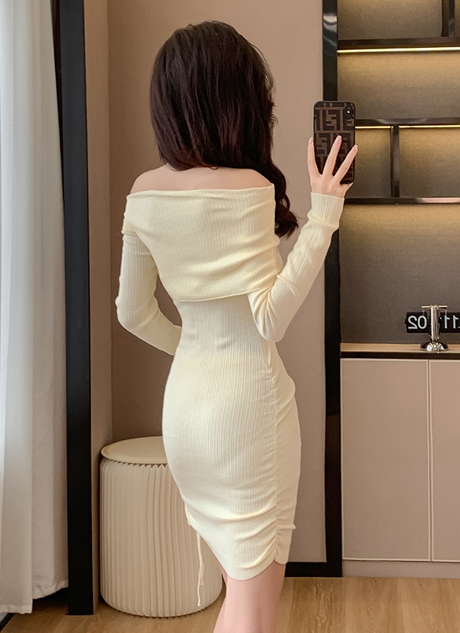 Flat shoulder pullover Western style long sleeve dress