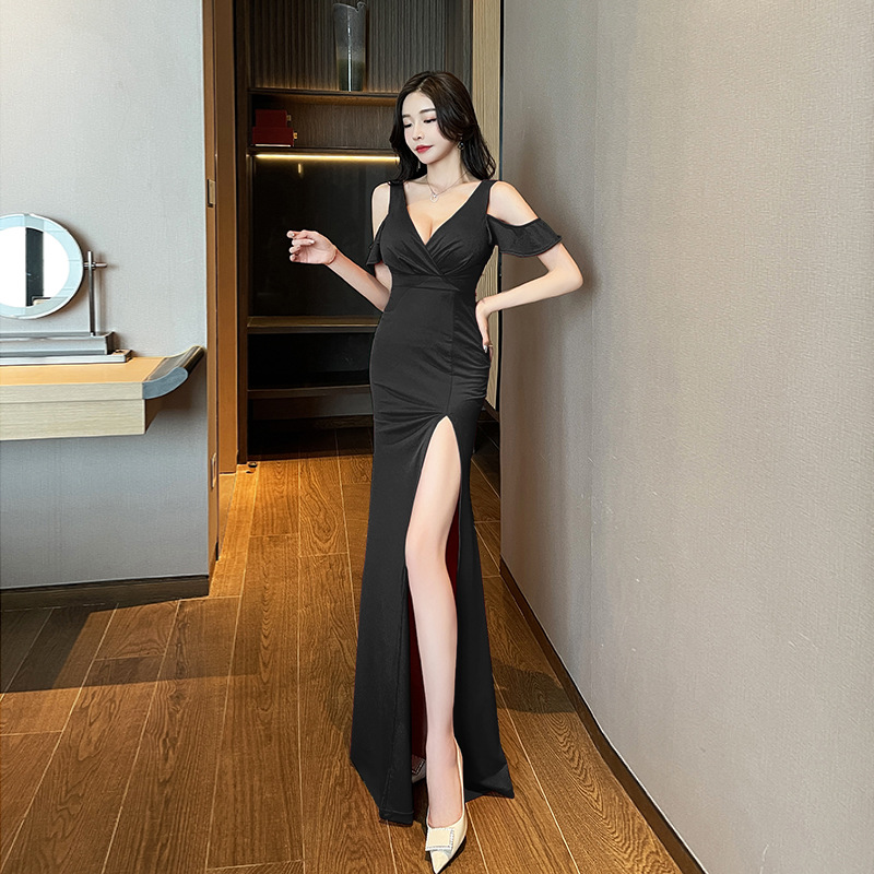 Slim split formal dress temperament long dress