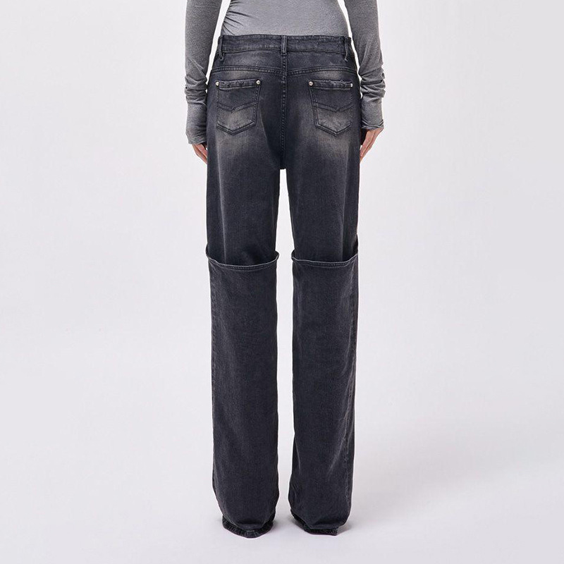 Pinched waist jeans long pants for women